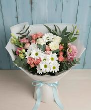 Букет цветов из:  Розы, Лизиантусы и Хризантемы в Линда