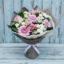 Букет цветов из:  Герберы, Альстромерии и Хризантемы в Линда