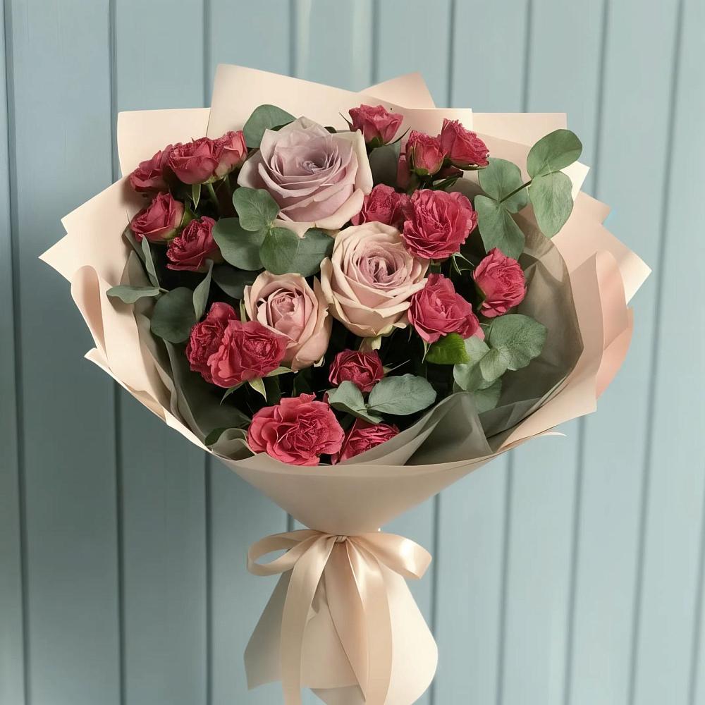 Букет цветов из: Гвоздики и Розы в Линда