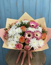 Букет цветов из:  Розы, Герберы и Хризантемы #REPLACE_PRED# Линда