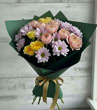 Букет цветов из:  Хризантемы и Розы в Линда