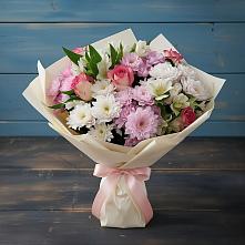 Букет цветов из:  Хризантемы, Альстромерии и Розы #REPLACE_PRED# Линда