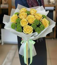 Букет цветов из:  Хризантемы и Розы #REPLACE_PRED# Линда