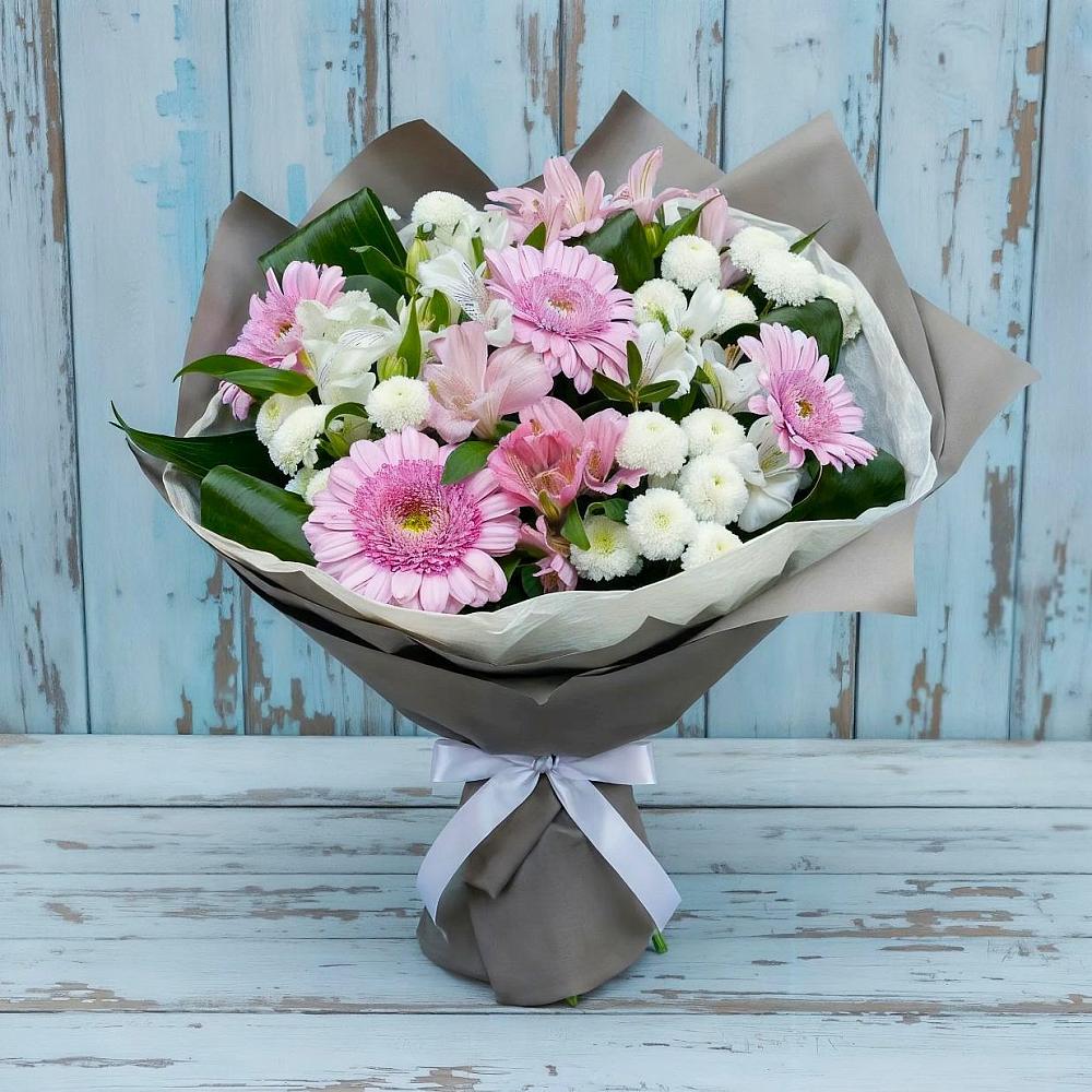 Букет цветов из: Герберы, Альстромерии и Хризантемы в Линда