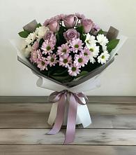 Букет цветов из:  Хризантемы и Розы #REPLACE_PRED# Линда