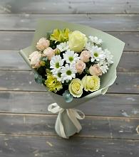 Букет цветов из:  Альстромерии, Розы и Хризантемы в Линда