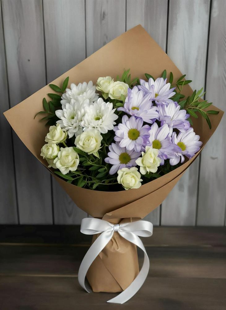 Букет цветов из: Хризантемы и Розы в Линда